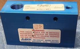 317501 Aladco Nu-check Pneumatic Valve Tbi