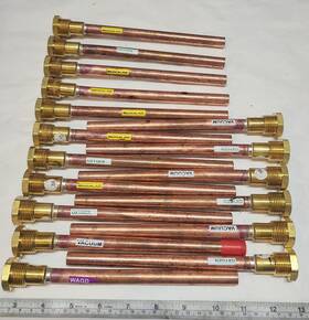 24150 Beacon Medaes Lot Of 17 Copper Medical Tubes Connection L/c Vac Oxy Air