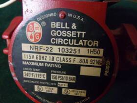 103251 Bell & Gossett Nrh-22 And Circulator Nrf-22 1h50 115v- Used Aisle F