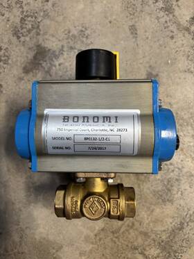 8p0132-1 Bonomi 8p0132-1/2-c1 Pneumatic Actuator Spring Rtrn 3 Way Brass Ball Valve 1/2 Inch
