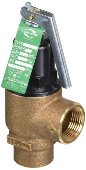 23341-0125 Cash Acme 3/4 Inch F-82 Relief Valve With Lever Set At 125 Psi Bronze Plumbing Fitting