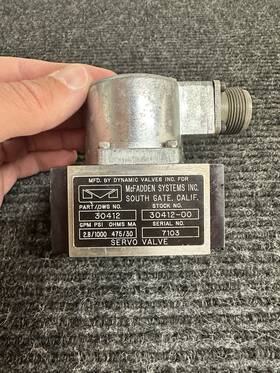 30412 Dynamic Valves Servo Valve 2.8gpm 1000psi 475ohms 30ma
