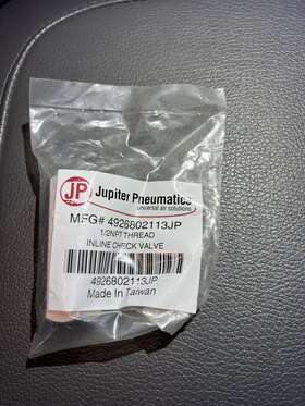 4926802113jp Jupiter Pneumatic 1/2 Npt Inline Check Valve