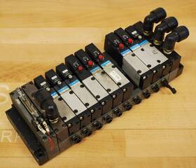 X88m Koganei X88m/10 Pneumatic Fm-solid Manifold Series With 10 Solenoid Valves - Used
