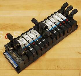X88m Koganei X88m/11 Pneumatic Fm-solid Manifold Series With 11 Solenoid Valves - Used
