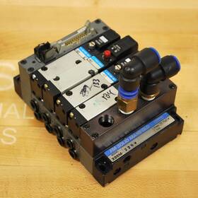 X88m Koganei X88m/4 Pneumatic Fm-solid Manifold Series With 4 Solenoid Valves - Used