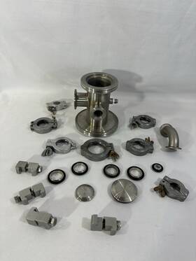 100761408 Mks Instruments Iso-mf Vacuum Flange 4-way With Clamps Centering Rings Elbow Fitting Extras