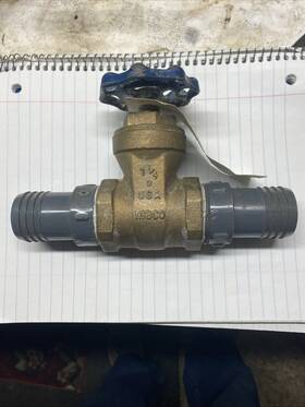 Nibco 039923083166 T29 Bronze Gate Valve 1-1/4 Inch With Barbed Hose Fittting Extensions