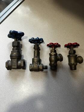 T-123 Nibco T-111 Vintage Brass Valves Mansfield Lot Of 4 Steampunk 1/4 1/2