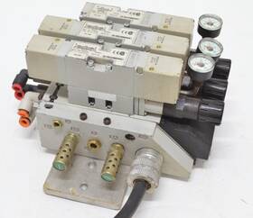 061bb500m000061 Numatics Body Manifold 3 Solenoid With Pneumatic Pressure Gauge