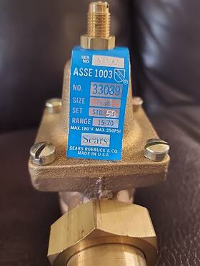 33089 Sears Roebuck & Co. Asse 1003 No. 3/4 Inch 250psi Range 15-70 Water Pressure Relief Valve