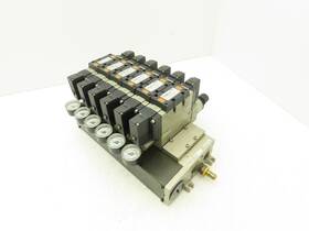 Nvv5fs4-01t-071 Smc Nvfs4300-5fz Pneumatic Solenoid Valve 7-station Manifold 24v