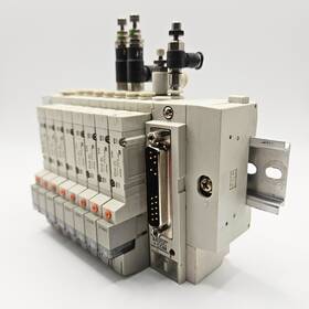 Ss5y3-45fd-08u-c4-90718cdn Smc Ss5y3-45fd-08u Manifold With 8 Sy3140-5fu 24vdc Solenoid Valves