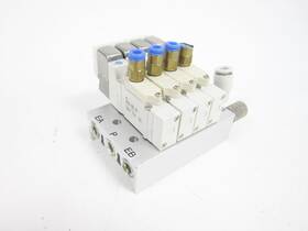 Sy313-5gd-m5 Smc 4x Solenoid Valve With Six Position Manifold Block