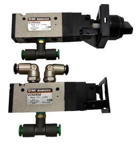 Vzm450 Smc Lot Of 2x Mechanical Valve 1/8 Pt Vm Vfm/vzm - Unp
