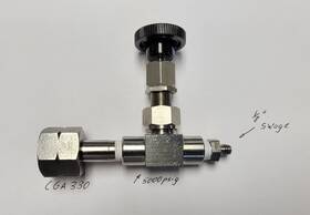 Swagelok Ss 31 Whitey Stainless Steel Needle Valve With Cga 330 5000psig 1/8 Inch Swage