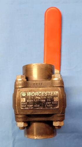 5946tsw Worcester Ball Valve P/n 3/4 Body A105 Trim 316 Max Temp 400 F