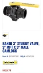 VSFMT300FP Banjo Full Port Ball Valve 3" Male Adapter X Npt, 100 Psi. Fixed Price $75.00.