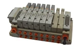 Smc #SS5V2-10FD1-08B Manifold W/ (6) #SV2200-5FU Valves. Fixed Price $52.00.
