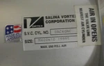 Salina Vortex DAC60AC Pneumatic Air Cylinder M600X10 19995 250 Psi Max. Fixed Price $149.99.