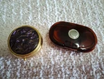 Vintage Pill Boxs, Tortoise Early Plastic & Another Fluid Abstract Purple Gold. Fixed Price $39.00.