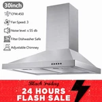 30 Wall Mount Range Hood Stainless Steel 450CFM Convertible Kitchen Vent New. Fixed Price $109.99.