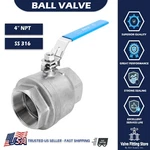4" Inch Ball Valve Threaded Fnpt Stainless Steel 316 Full Port Wog 1000 Lockable. Fixed Price $458.38.