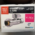 Sharkbite 1/2" 3/8" Od Comp Straight Stop 1/4 Turn New Box Of 12 Chrome Finish. Fixed Price $44.95.