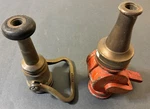 Two Vintage Fire Hose Nozzles 1 Elkhart Brass Mfg. Co. 0292 + Unmarked. Fixed Price $127.00.