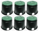 (6) 111BC 10" Black Round Sprinkler Irrigation Control Valve Box W Covers. Fixed Price $80.00.