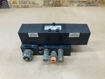 Parker F52VXBG019A Pneumatic Valve 24VDC 2.3 Watts With Block #02B79PR3*IAC. Fixed Price $59.99.