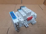 Smc Manifold Block SS5Y31-E4R014 W/ (5) Valves SY3101-5U1 SY30M-60-1A. Fixed Price $200.00.