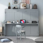 Full Size Murphy Bed With Hydraulic Lift & Desk Design,gray(old Sku: N820S00032E. Fixed Price $1030.80.