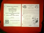 Mighty Murc Log Splitter Wood 200AG 350EC 550DX 850RC Owner's Manual. Fixed Price $11.00.