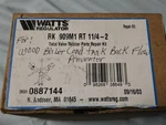 Watts 909M1 Rt Rpz Backflow Preventer Repair Kit 1-1/4 2 Nos Complete. Fixed Price $150.00.