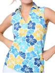 J. Mclaughlin Aida Sporty Sleeveless Floral Polo Tank Catalina Cloth Women Med. Fixed Price $36.54.