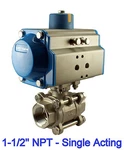 1.5" Inch Pneumatic Air Actuated Stainless Steam Ball Valve Single Acting. Fixed Price $509.99.
