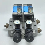 Festo MFH-5/2-D-3-C-LR-ZP-P-D-3 Two Solenoid Valve Assy W/manifold & Regulator. Fixed Price $313.00.