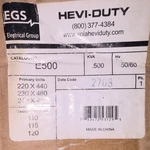 Hevi-duty E500 Industrial Control Transformer 0.5 Kva 50/60 Hz 220/440V 110/120V. Fixed Price $125.00.