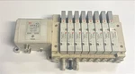Smc Corporation EX250 Si Manifold Bank W/ 8X SV2100-5FU Solenoid Valves. Fixed Price $150.00.