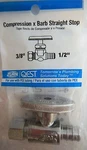 Zurn QQTV60SXNPK1 Qest Pex Straight Chrome Stop Valve 1/2" Barb 3/8" Comp 10PK. Fixed Price $48.59.