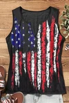 Womens American Flag Wing Criss-cross Open Black Tank Size Nwot. Fixed Price $13.91.