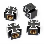 4 Black Iron Cross Wheel Tire Pressure Air Stem Valve Caps For Suv-car-truck. Fixed Price $11.95.