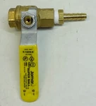 Jomar Super Ball Gas Shutoff Valve, Pn T-100N-E With 1/4" Brass Hose Barb. Fixed Price $25.00.