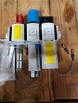 Festo MS6-EM1-1/2-R-SA & MS6-LFR-1/2-D6-E-U-V MS6-SV-1/2-D-10V24P-2M12-SO-AG. Fixed Price $300.00.
