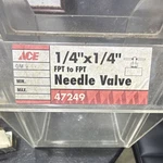 Ace 1/4 In X Manual Brass Fpt Needle Valve To 47249. Fixed Price $75.00.
