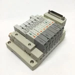 Manifold Of Smc SV1100-5FU-TS-N7 (5X) SV1400-5FU (2X) Solenoid Valves, 24VDC. Fixed Price $175.00.