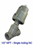 1/2" Half Inch Air Actuated Angle Seat Pneumatic Single Acting Steam Valve. Fixed Price $199.99.