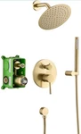 Sumerain Modern 8" Shower System High Pressure, Hand Brushed Gold W/valve. Fixed Price $140.00.