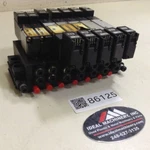 Koganei Manifold W/ Solenoid Valves A180-4E2-CPLL-12W-1L Used #86125. Fixed Price $249.70.